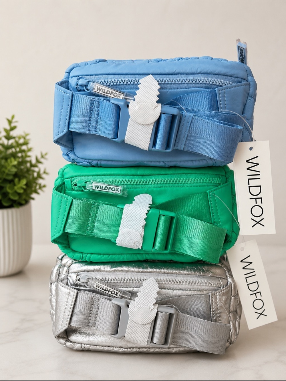 Wildfox Quilted Pouch in Blue, Green or Silver (your choice of one (1) ) - Picture 2 of 3